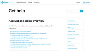 
                            9. Account and billing overview - sync.com