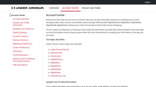 
                            4. Account Center - Under Armour - Account and Privacy Center