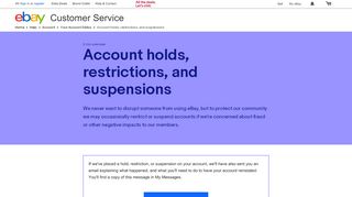 
                            5. Account holds, restrictions, and suspensions | eBay