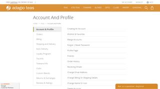 
                            7. Account & Profile - Adagio Teas