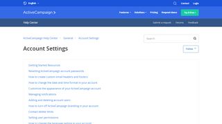 
                            7. Account Settings – ActiveCampaign Help Center