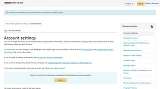 
                            7. Account settings - Amazon Seller Central - Amazon.com