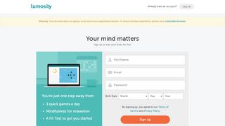 
                            2. Account - Sign Up - Lumosity