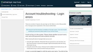 
                            8. Account troubleshooting - Login errors – Emarsys