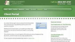 
                            5. Accountant Tax Payroll CPA Midlothian VA | Client Portal Page | Jones ...