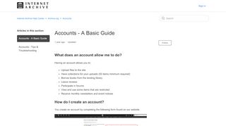 
                            4. Accounts - A Basic Guide – Internet Archive Help Center