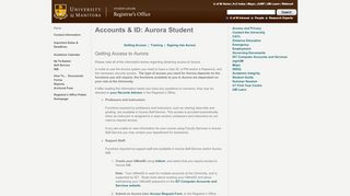 
                            6. Accounts & ID: Aurora Student - University of Manitoba