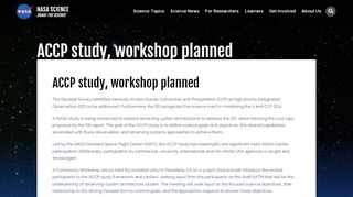 
                            7. ACCP study, workshop planned | Science Mission Directorate