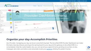 
                            2. Accumed EMR | Provider Dashboard Menu - Accumedic