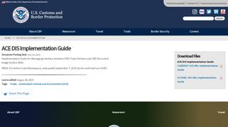 
                            1. ACE DIS Implementation Guide | U.S. Customs and Border Protection