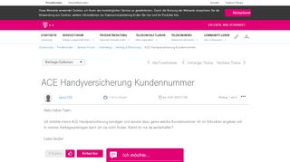 
                            6. ACE Handyversicherung Kundennummer | Telekom …