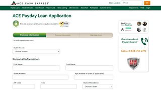 
                            3. ACE Payday Loan Cash Advance Application