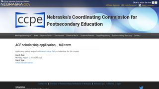 
                            2. ACE scholarship application - fall term | Nebraska's Coordinating ...