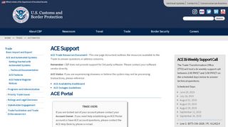 
                            3. ACE Support | U.S. Customs and Border Protection