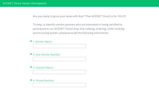 
                            3. ACENET Direct Vendor Participation Survey