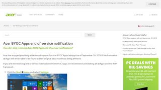 
                            6. Acer BYOC Apps end of service notification - Answers