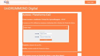 
                            2. Acesso: Plataforma EaD - UniDRUMMOND Digital