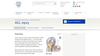 
                            8. ACL injury - Symptoms and causes - Mayo Clinic