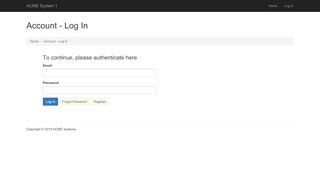 
                            3. ACME System 1 - Account - Log In