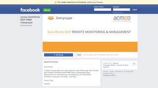 
                            6. acmeo SolarWinds MSP RMM Usergruppe Public Group | Facebook