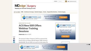 
                            9. ACS New SSR Offers Webinar Training Sessions | MDedge Surgery