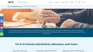 
                            8. ACT Certified Educator - ACT Products and Services | ACT