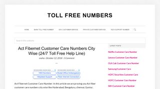 
                            5. Act Fibernet Customer Care Numbers City Wise (24/7 Toll ...