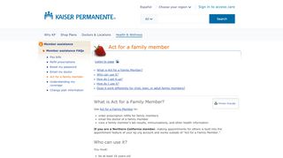 
                            9. Act for a family member - Member assistance FAQs - Kaiser Permanente