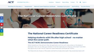 
                            3. ACT National Career Readiness Certificate - ACT …