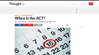 
                            11. ACT Test and Registration Dates for 2019 - 2020