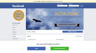 
                            3. ACTA COIN - About | Facebook