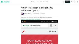 
                            4. Action coin io sign in and get 1000 action coins gratis — Steemit