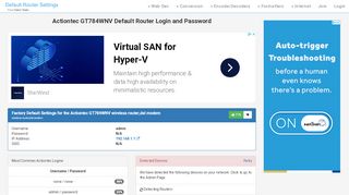 
                            5. Actiontec GT784WNV Default Router Login and …