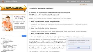 
                            3. Actiontec Router Passwords - port forward