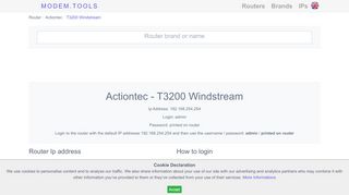 
                            10. Actiontec T3200 Windstream Default Router Login and Password