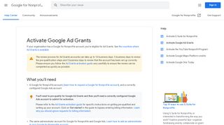 
                            4. Activate Google Ad Grants - Google for Nonprofits Help