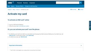 
                            5. Activate my card | ANZ