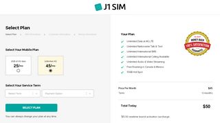 
                            4. Activate This Plan - J1 SIM Cards