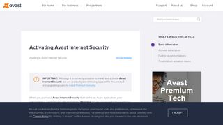 
                            2. Activating Avast Internet Security | Official Avast Support