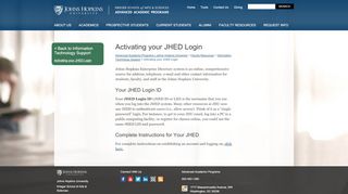 
                            7. Activating your JHED Login | Advanced Academic …