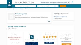 
                            5. Active Filings, LLC | Better Business Bureau® Profile