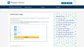 
                            7. Active Learn: Login : Pearson Yardım