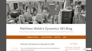 
                            8. Activity Timelines in Dynamics 365 – Matthew Webb's ...