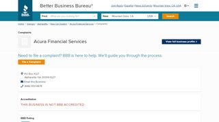 
                            4. Acura Financial Services | Complaints | Better Business Bureau® Profile