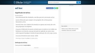 
                            9. Ad hoc - Dicio, Dicionário Online de Português