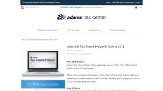 
                            1. Adams® Tax Forms Helper® Online 2018