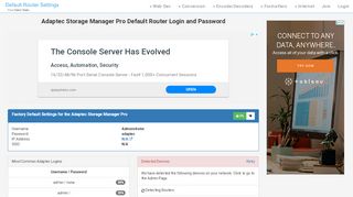 
                            8. Adaptec Storage Manager Pro Default Router Login and Password