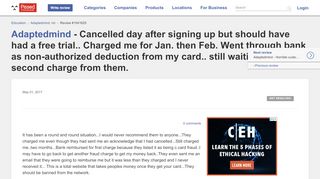 
                            7. Adaptedmind - Cancelled day after signing up …