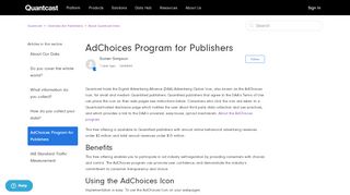 
                            2. AdChoices Program for Publishers – Quantcast