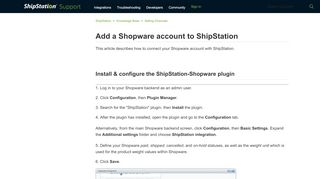 
                            9. Add a Shopware account to ShipStation – ShipStation